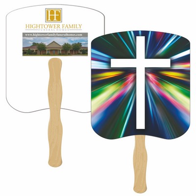 Modern Cross Hand Fan Full Color (2 Sides)