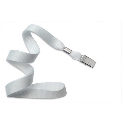 5/8" Blank Lanyard w/Bulldog Clip (White)