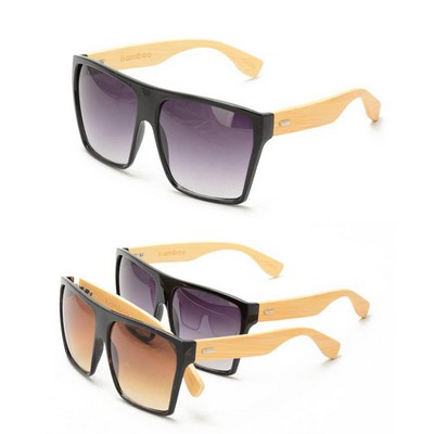 Fame Oversize Square Bamboo Sunglasses