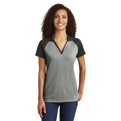 Sport-Tek® Ladies PosiCharge® RacerMesh® Raglan Heather Block Polo Shirt