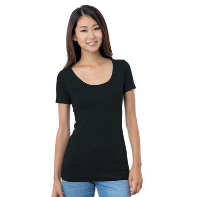 BAYSIDE Ladies' USA Made Wide Scoop Neck T-Shirt