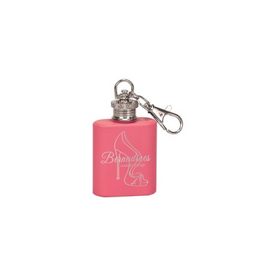 1oz Pink Stainless Steel Flask Keychain