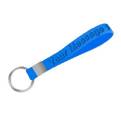 1/2 Inch Wide Embossed Silicone Wristband Keychain