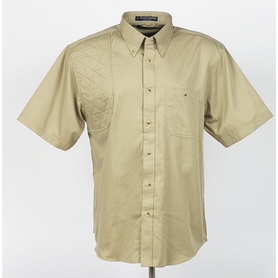 Tiger Hill Men's Khaki Beige Hunting Short Sleeve Shirt