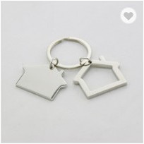 Metal Double House Shaped Keychain