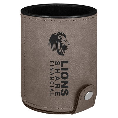 Gray Leatherette Dice Cup w/ 5 Dice