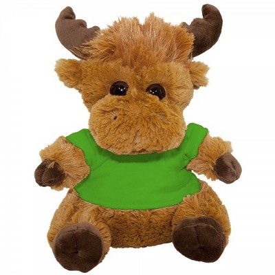 7" Plush Toy Mop Top Moose Stuffed Animal With Customizable T-Shirt