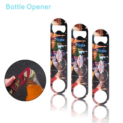 Full Color Process Vivid Color 7inch Paddle Style Heavy Duty Stainless Steel Flat Beer Bottle Opener