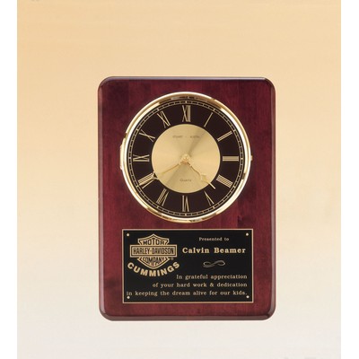 Rosewood Piano-Finish Diamond-Spun Bezel Clock w/Glass Lens & Three Hand Movement (12"x 15")