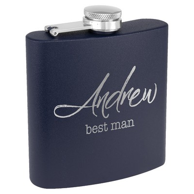 6 Oz. Matte Navy Blue Powder Coated Flask