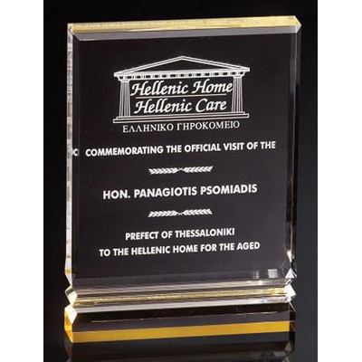 Gold Rectangle Notched Base Reflective Acrylic Award, Large (5"x7")