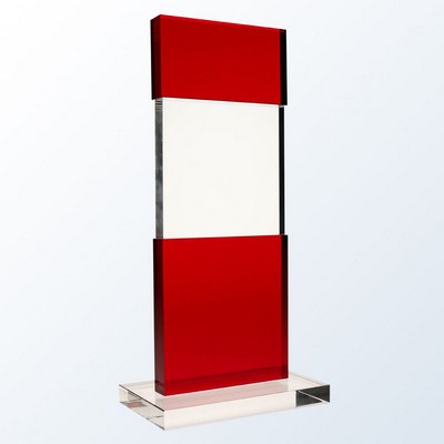 Red Tiered Post Optic Crystal Award - Large