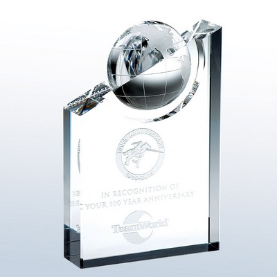 World Globe Pinnacle Optic Crystal Award - Small