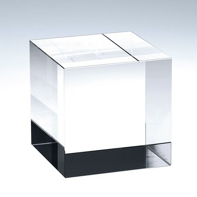 Straight Cube Optic Crystal Paperweight | Small