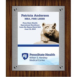 13" x 16" Stand-Off Plaque-Aluminum & Walnut Wood Panel-Vertical