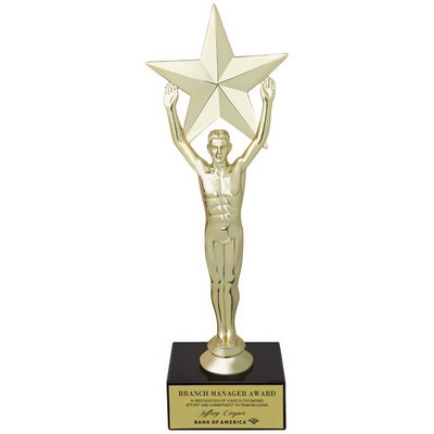 9½" Male Victory Star Figure Trophy w/Black Marble Base