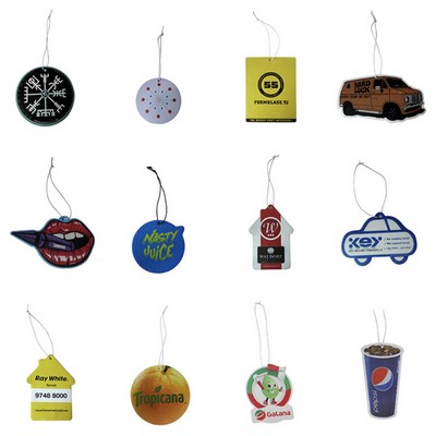 4" Die Cut Shape Custom Full Color Printed Air Freshener w/New Car Scent