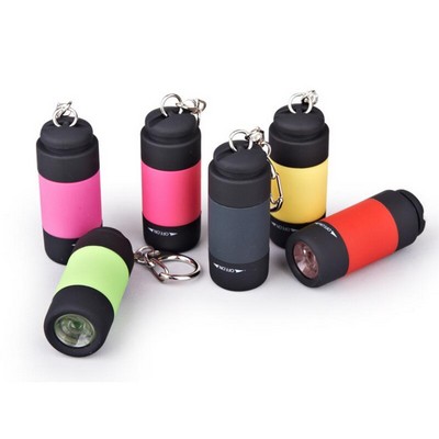 Rubberized Barrel LED Keychain