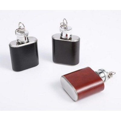 Leather 1 oz. Hip Flask Keychain