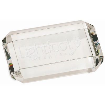 4" x 2 3/4" Crystal Rectangle Paperweight with Clipped Corners