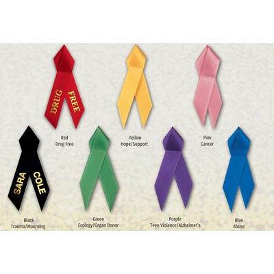 Custom Satin Awareness Ribbons - printed custom color