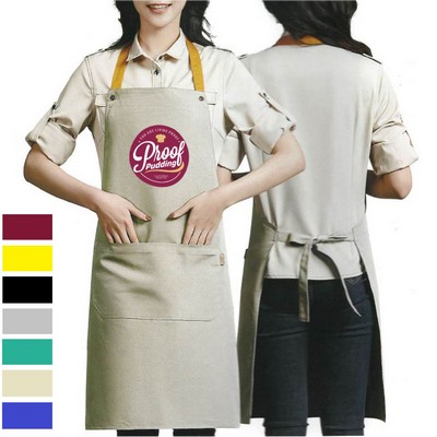 14 oz. Custom Canvas Kitchen Apron w/ 2 front pockets, Antifouling 32"L x 25"W