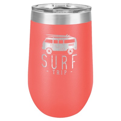 16 Oz. Coral Pink Stemless Tumbler w/Lid