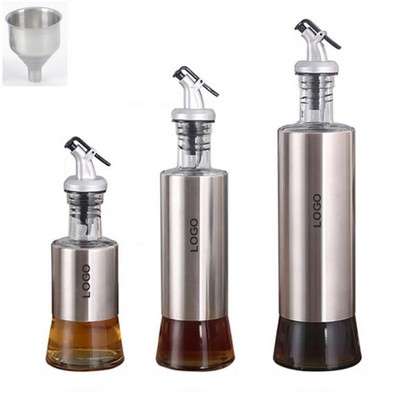 Glass Stainless Steel Oil Vinegar Dispenser Bottle