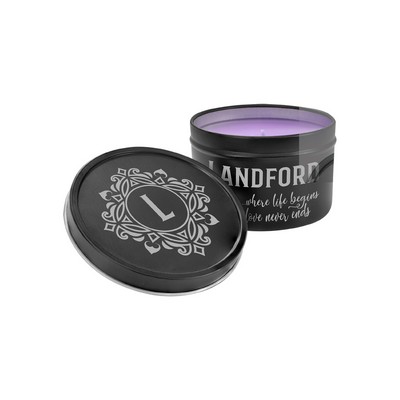 8oz Lavender Vanilla Candle in Black Metal Tin