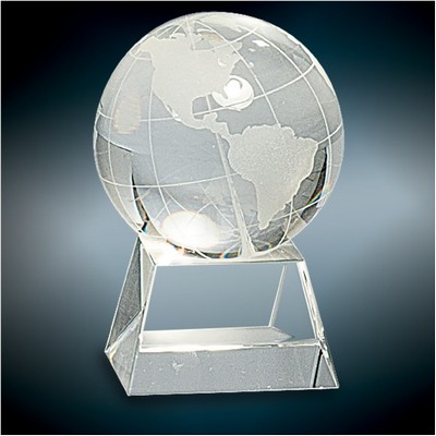 Crystal Globe on Base, 3 1/2"H