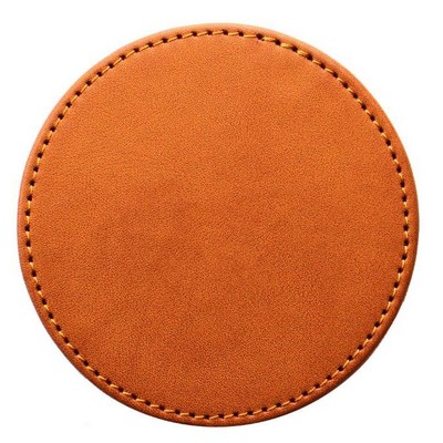 Ashlin® Designer Stratford British Tan Vegan Leather Executive Round Coaster