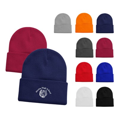 12" High Acrylic Beanie Knit Cap