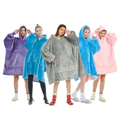 Oversized Microfiber & Sherpa Wearable Blanket Hoodie