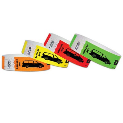 3/4" wide x 10" long - 3/4" Tyvek Day Care Bus Wristbands Printed 1/0