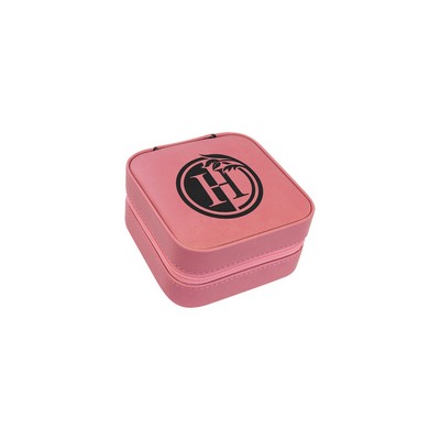 Pink Leatherette Travel Jewelry Box