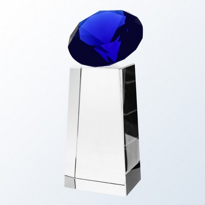 Blue Diamond Pillar Crystal Award, 5 7/8"H