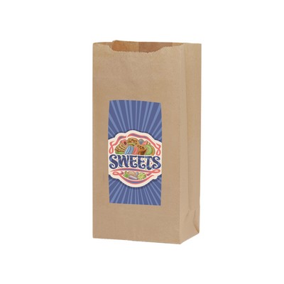 Natural Kraft 4# SOS Popcorn Bag with Full Color Digital Imprint (5 x 3.125 x 9.625)