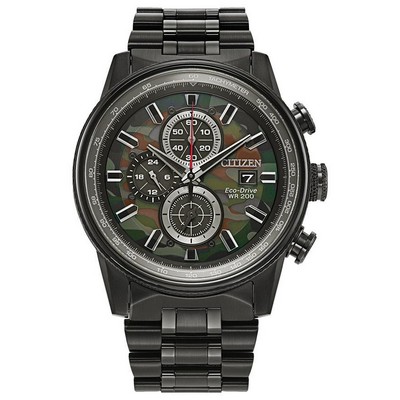 Citizen® Men's Nighthawk Black Eco-Drive Stainless Steel Watch w/Camouflage Dial