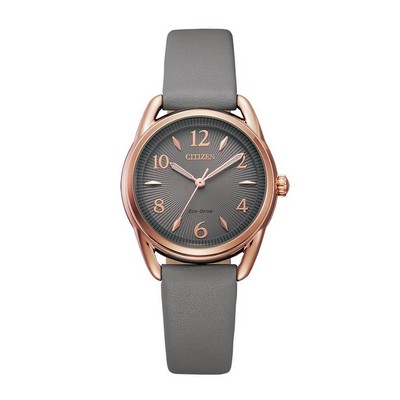 Citizen® Ladies' Eco-Drive Rose Gold-Tone Watch w/Gray Strap