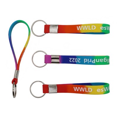 Screen Printed Rainbow Silicone Keychain