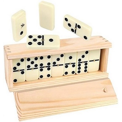 Double Six Dominoes Set In Wooden Case