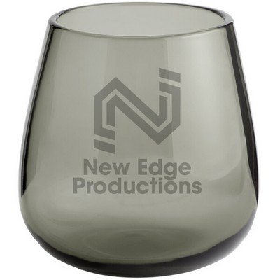 Deep Etched or Laser Engraved Pangea 13 oz. Gray Stemless Wine Glass