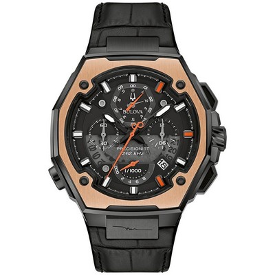 Bulova® Men's Marc Anthony Series X Black Dial Watch w/Leather Strap