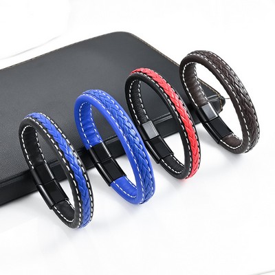 PU Fashion Woven Wristband for Man