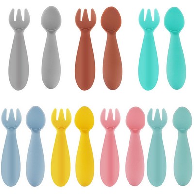 All Silicone Children's Fork and Spoon Set