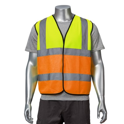 Hi Vis Class 2 - 3.8oz. Knitted Color Block Reflective Tape Safety Loop & Hook Vest