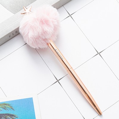 Starfish Pompom Cute Fluffy Ballpoint Pen with Star Tops