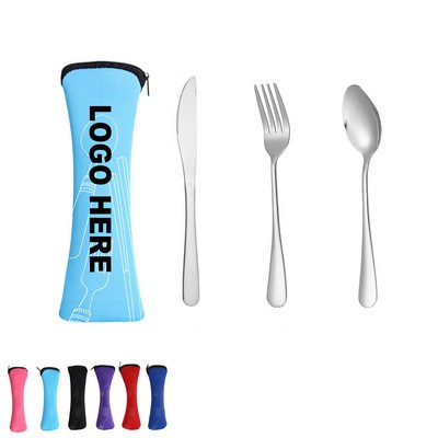 Portable Stainless Steel Cutlery Set With Pouch