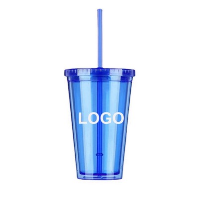 16oz Plastic Straw Cup