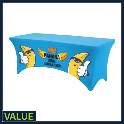 Value - 6 ft. x 30"Top x 29"H - 4 Sided Hemmed Stretch Table Throw (FRONT PRINT ONLY)Dye Sublimation